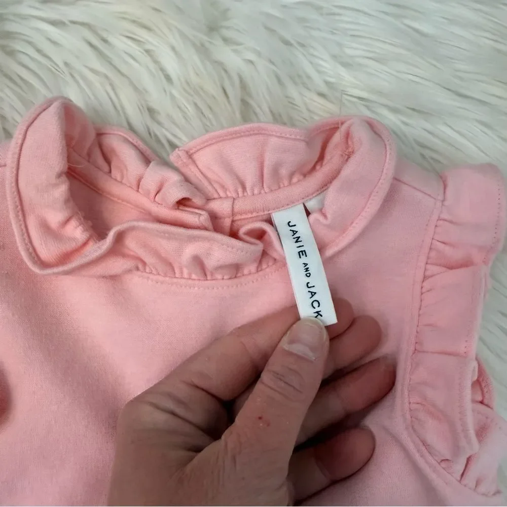 Janie and Jack Light Pink Ruffle Bow Dress - Size 4T